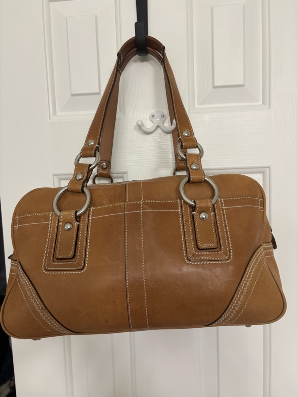 Coach Saddle Brown Leather Shoulder Bag with Silver Hardware - Picture 7 of 16